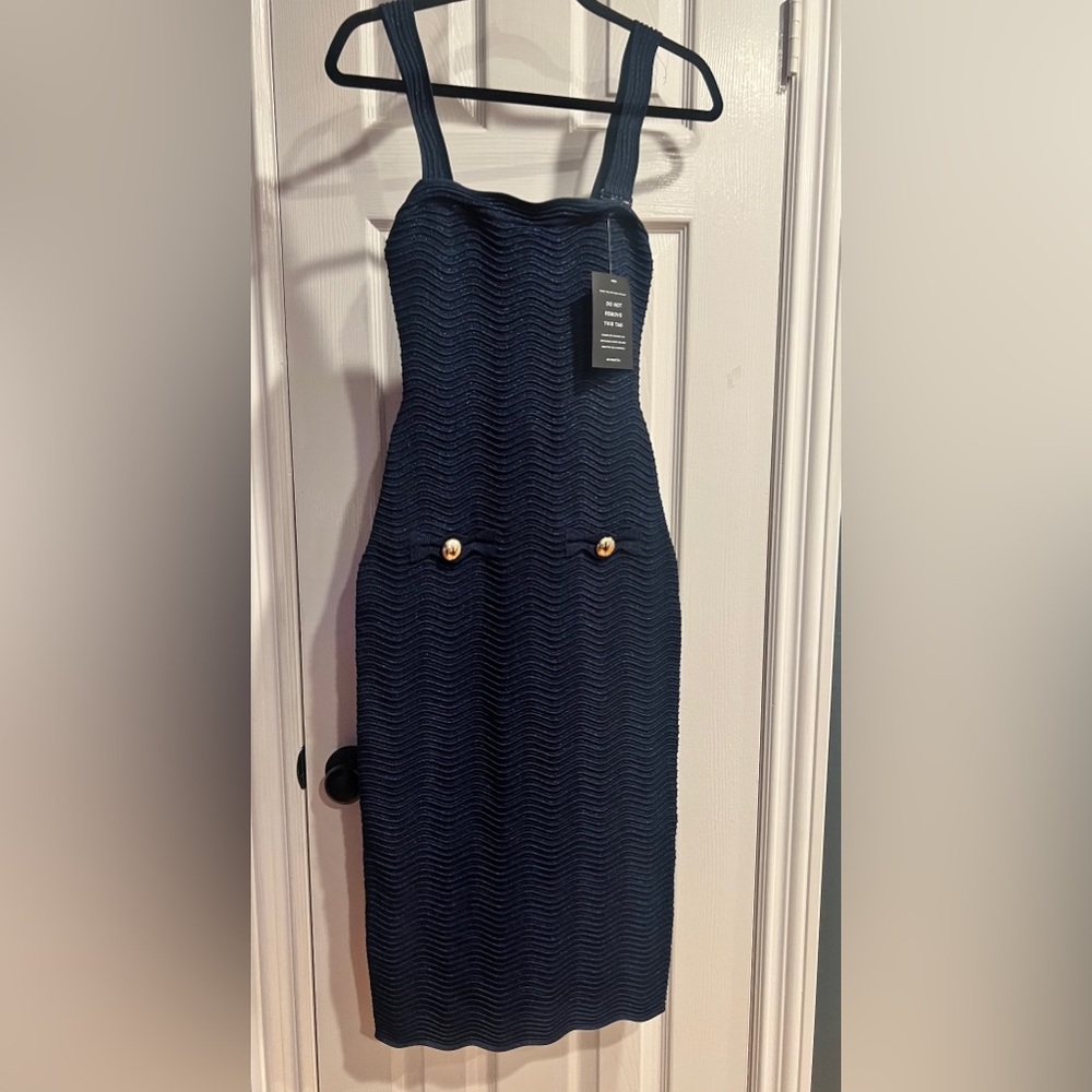 Retrofete Elegant Navy Blue Dress